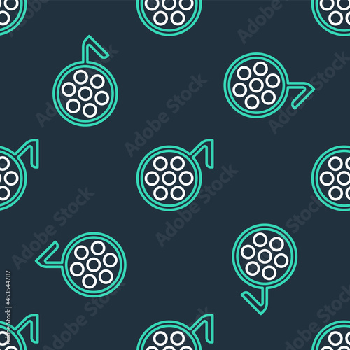 Line Surgery lamp icon isolated seamless pattern on black background. Vector