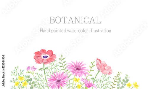 水彩で描く花 アネモネとガーベラ