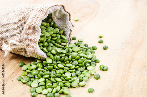 Green split peas in sag bag