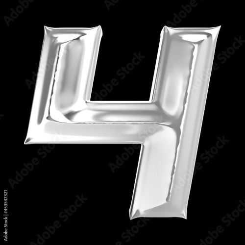 Number4 silver 3d rendering background photo