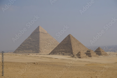 Egypt Cairo - The three main pyramids at Giza and subsidiary pyramids