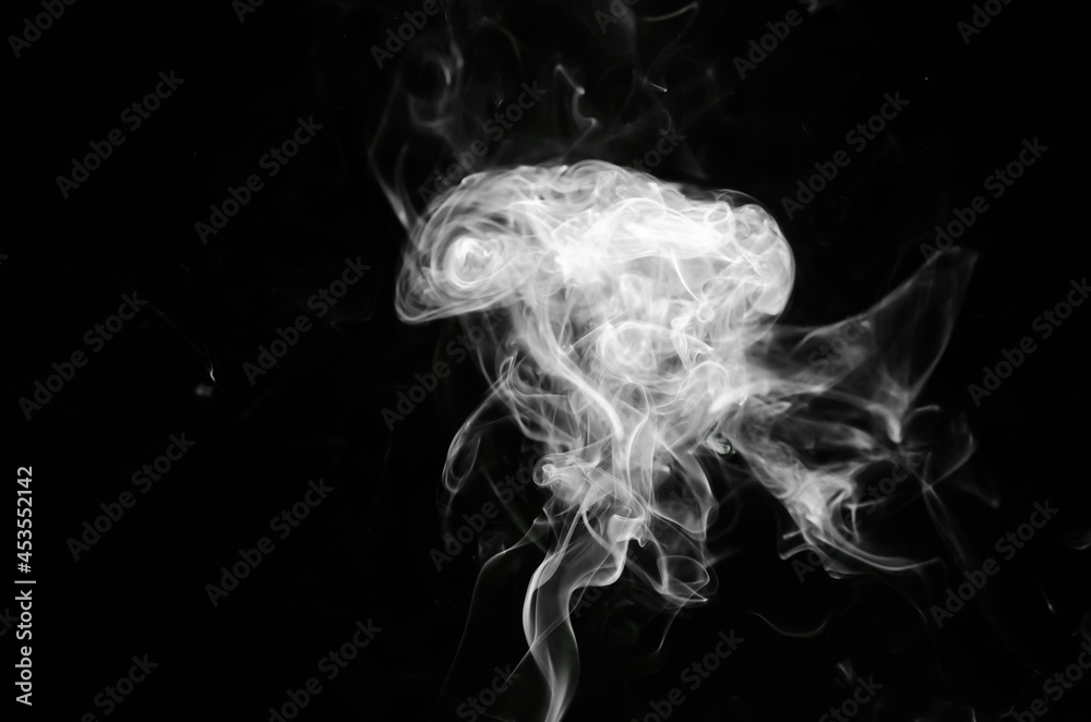 abstract fragment movement of white smoke on black background. abstract fragment movement of white smoke on black background.