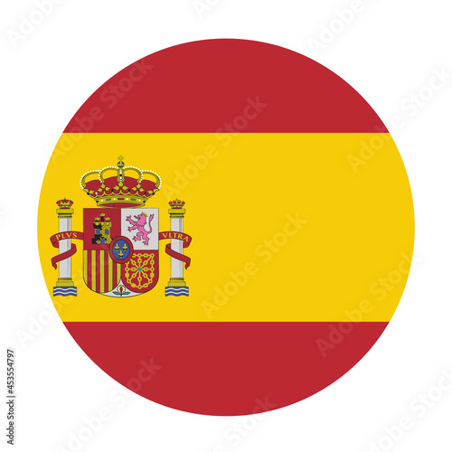 Colored Spain flag. Vector illustration of circle Spain flag