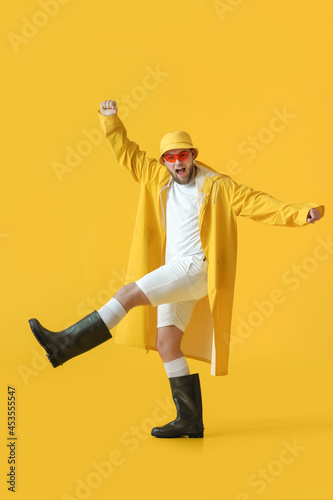 Handsome young man on color...