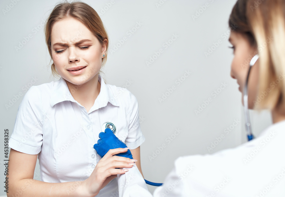 nurse stethoscope healing procedures light background