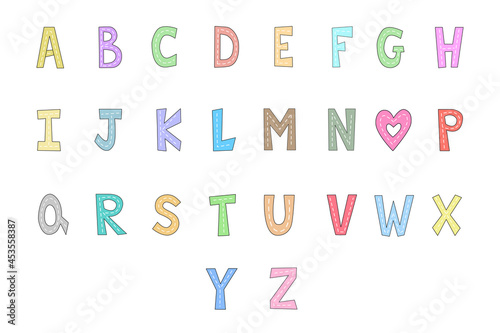 Vector - Cute letter alphabet abc isolated on white background. Can be use decorate any web card  print  sticker  scrapbook. Object.