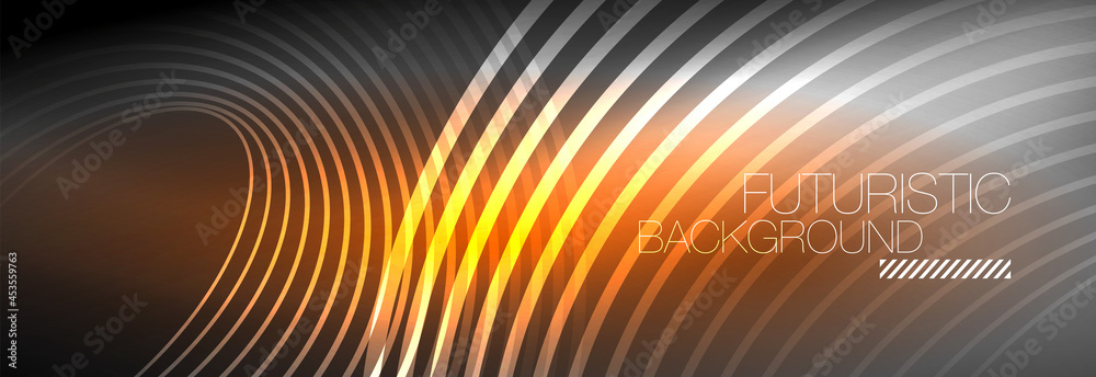 Dark abstract background with glowing neon circles. Trendy layout template for business or technology presentation, internet poster or web brochure cover, wallpaper Dark abstract background with glowing neon circles. Trendy layout template for business or technology presentation, internet poster or web brochure cover, wallpaper