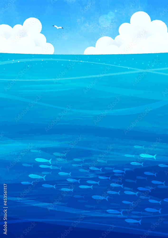 海と入道雲 縦長 Stock Vector Adobe Stock