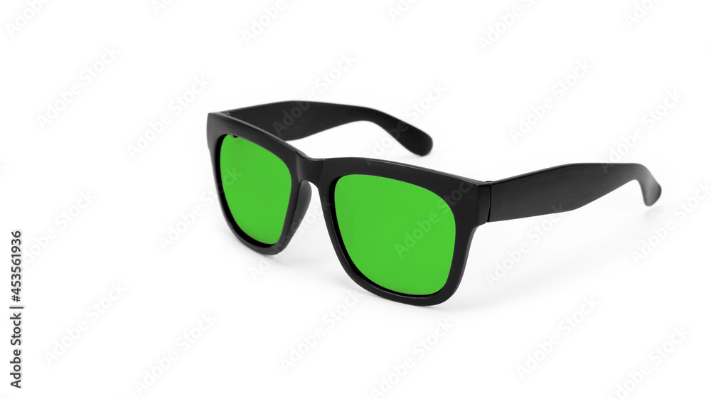 Clothes, shoes and accessories - Black modern sunglasses with green lenses Clothes, shoes and accessories - Black modern sunglasses with green lenses