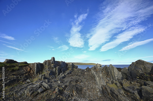 peninsula middle fishing landscape kola, mountains and hills stones view photo