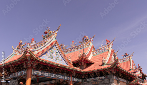 roof of chinese temple in Denpasar, Bali, Indonesia