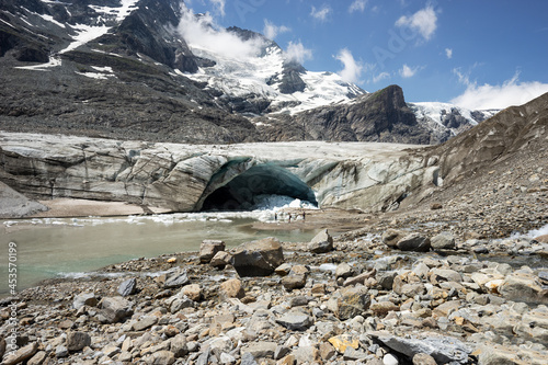 Stony path to the cave on the Pasterze glacier in Austria. July 2021