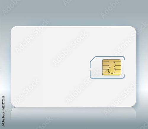 Sim card vector mobile phone icon chip. Simcard isolated 3d design gsm. Sim Card. Mobile telecommunications technology symbol. photo