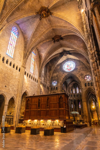 Girona medieval city  interior of the Cathedral  Costa Brava of Catalonia in the Mediterranean. Spain