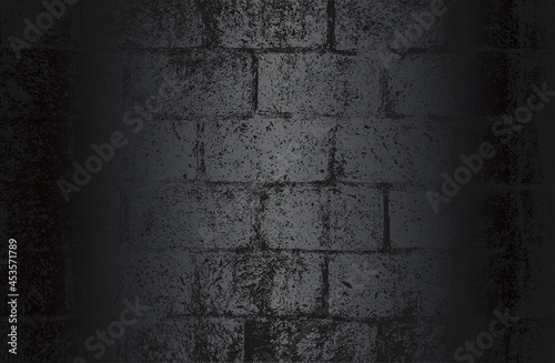 Vászonkép Luxury black metal gradient background with distressed brick wall texture