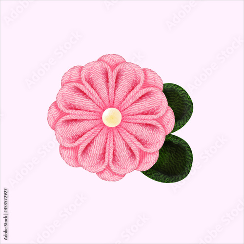 つまみ細工で作られた花のグラフィックとピンクのベクター背景