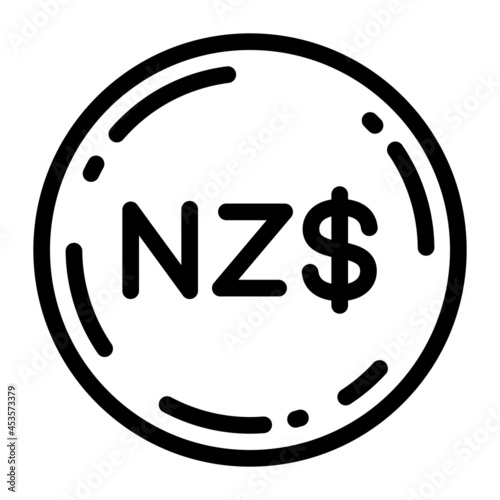 ニュージーランド・ドル　硬貨　アイコン　ベクターイラスト