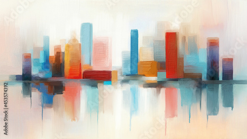 Abstract modern painting of skyline photo