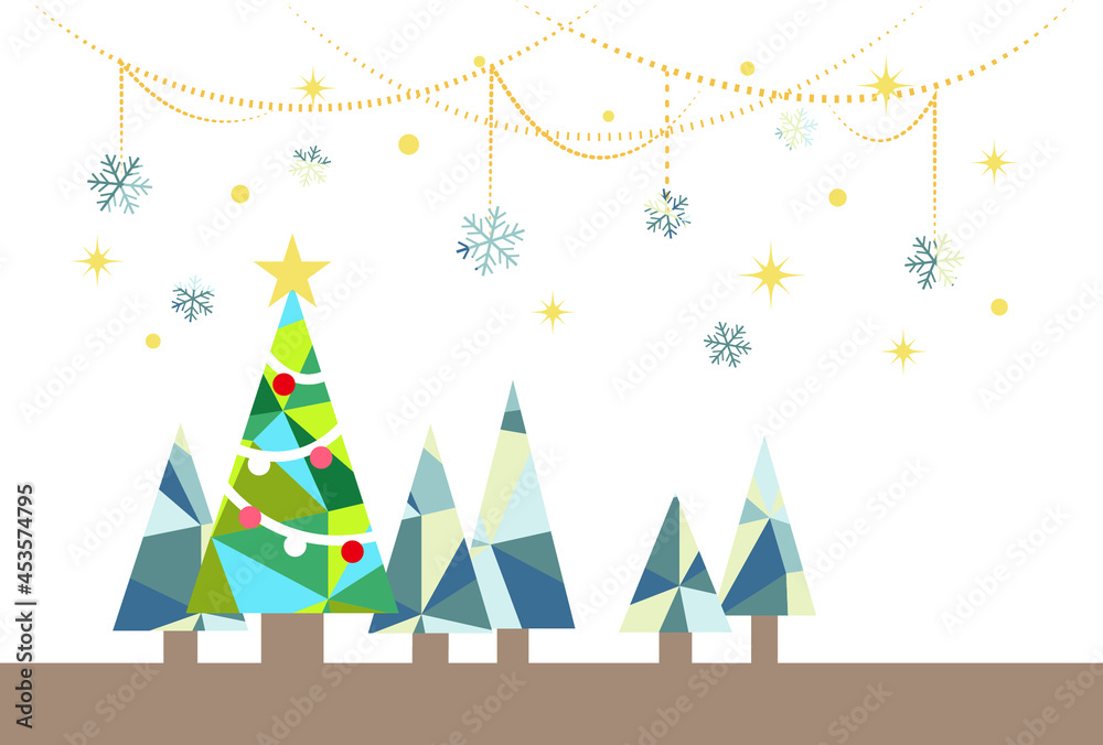 クリスマスのツリーと星空のイラスト