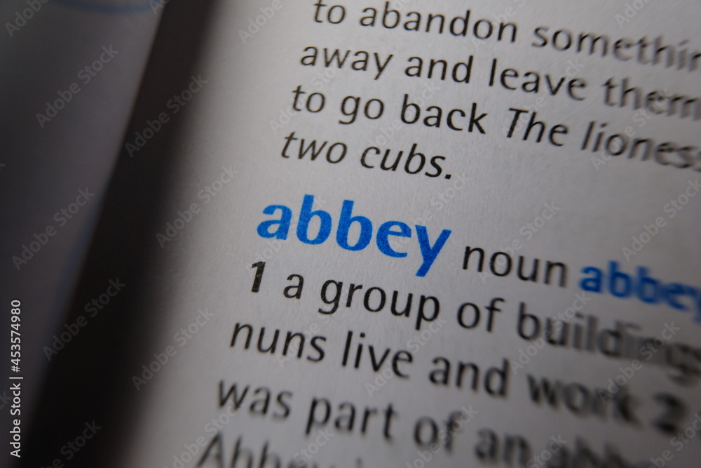 Obraz premium ABBEY words in the dictionary.