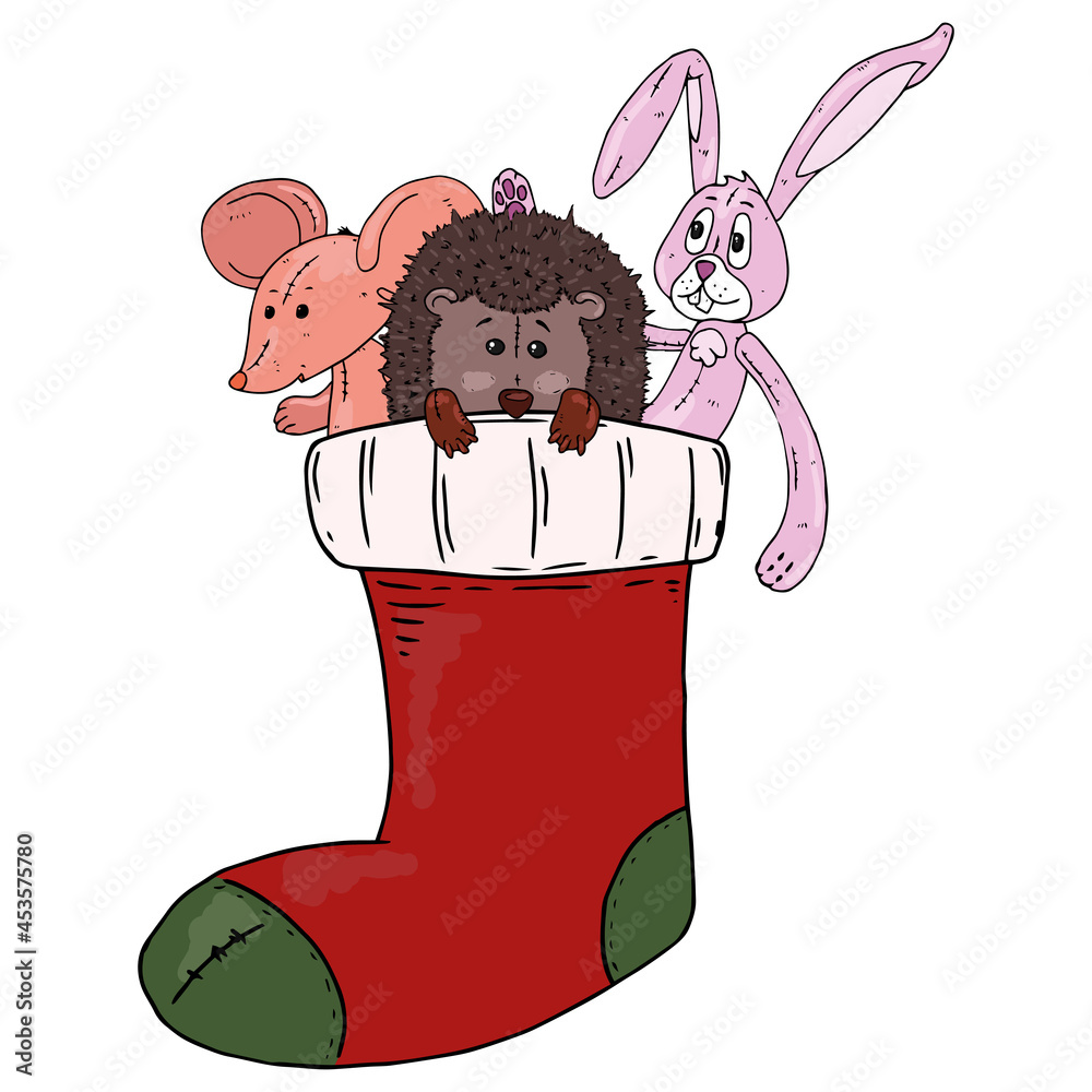 Fotografie Christmas sock with soft toy icon