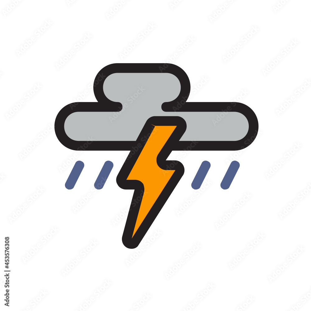 Storm , Weather filled outline icon.