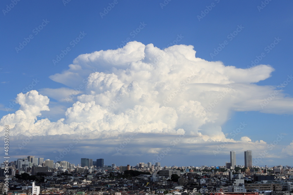 Cumulonimbus clouds developing in urban areas