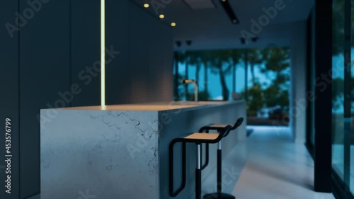 modern villa interior with furniture