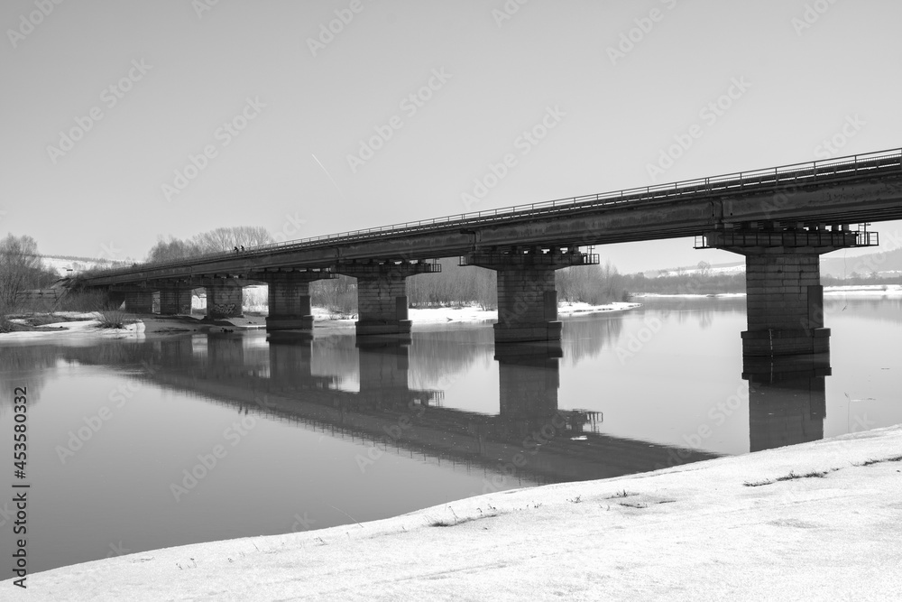 bridge over the river in winter