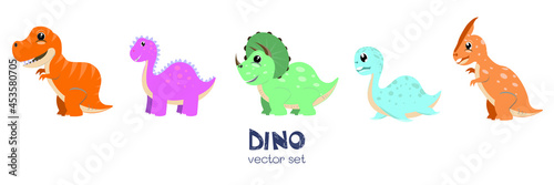 Vector set of colourful dinosaur  Isolated background.