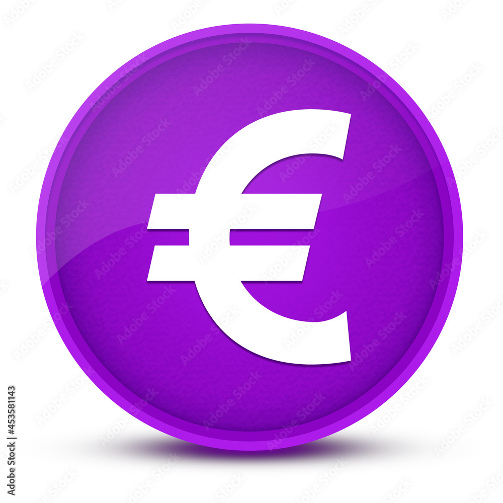 Euro sign luxurious glossy purple round button abstract Euro sign luxurious glossy purple round button abstract