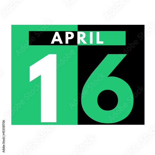 April 16 . Flat daily calendar icon .date ,day, month .calendar for the month of April