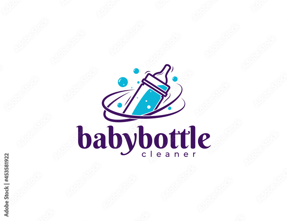 Toddler baby bottle cleaning service logo design illustration Toddler baby bottle cleaning service logo design illustration