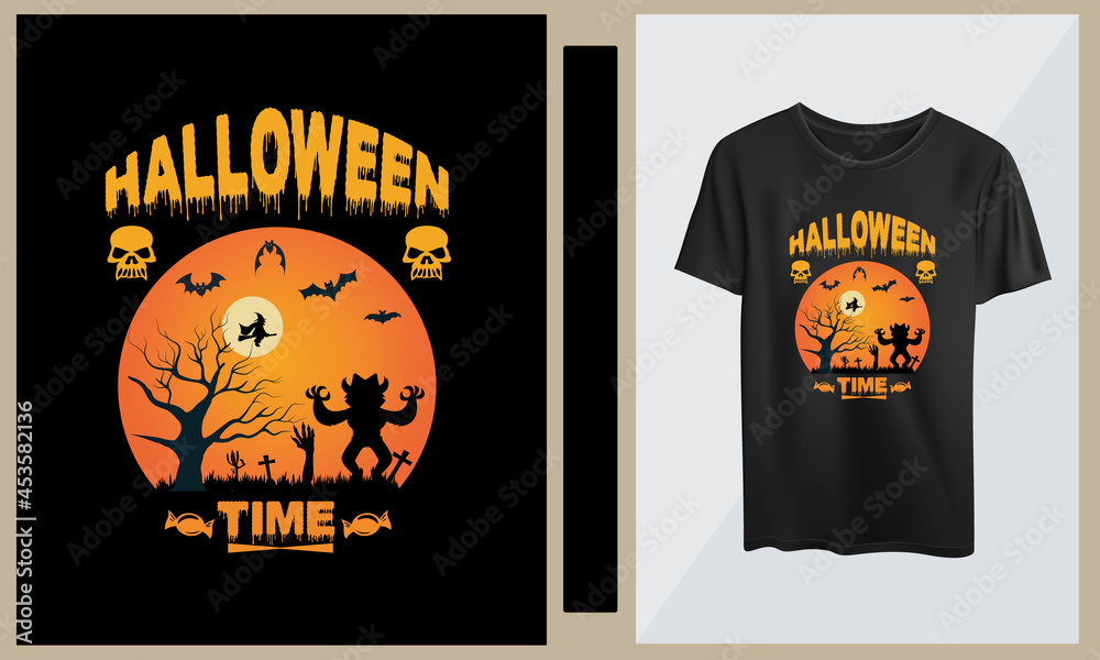 Halloween Time Quotes Design, Halloween illustration design .