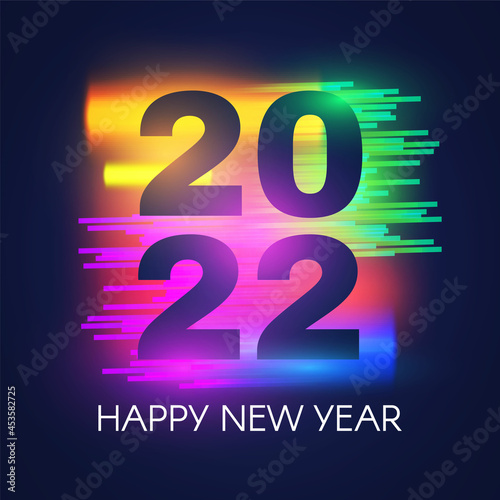 Happy new 2022 year Elegant text with light effects.
