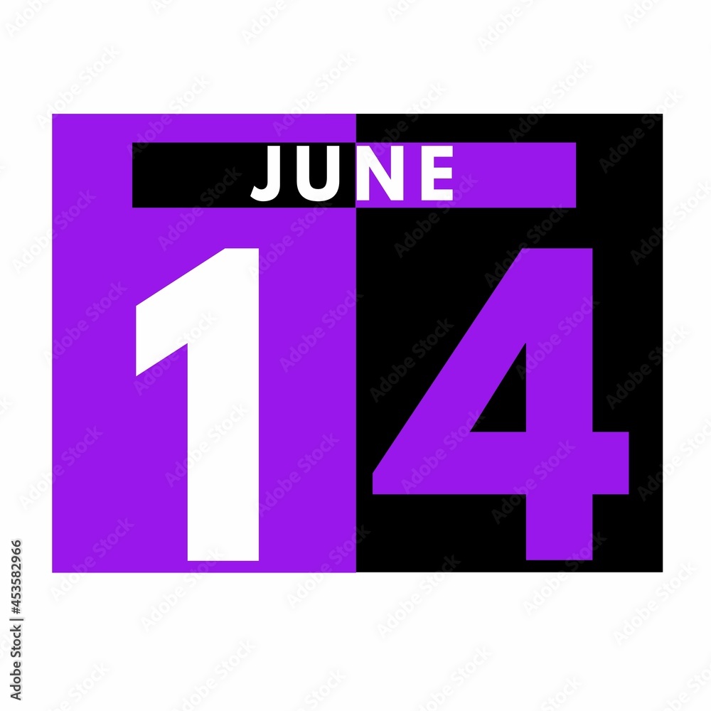 June 14 . Modern daily calendar icon .date ,day, month .calendar for the month of June June 14 . Modern daily calendar icon .date ,day, month .calendar for the month of June