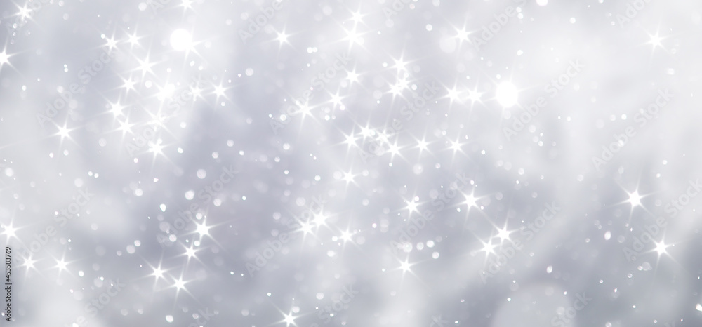 blue snowfall bokeh background, abstract snowflake background on blurred abstract blue