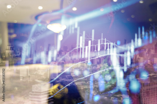 Wallpaper Mural Abstract financial trading graphs and digital number of foreign exchange market trading on monitor. Background of gold and blue digital chart to represent stock market trend.	
 Torontodigital.ca