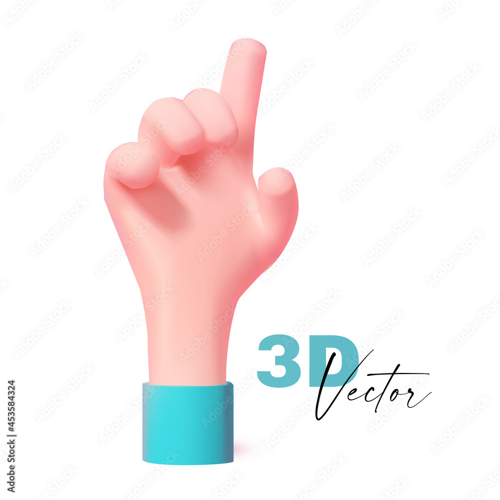 Obraz premium 3d touching hand gesture. Realistic render. Cartoon design.