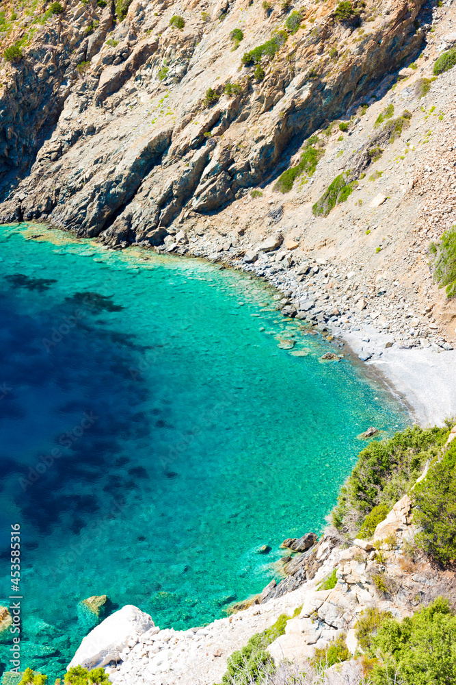 The Punta Nera beach in summer on the Elba island in Italy