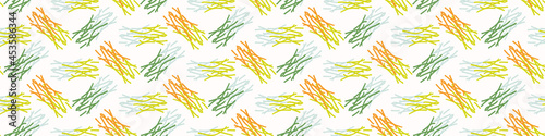 Summer tropical geometric seamless border pattern. Bright retro geo banner edge. Fun gender neutral gift wrap masking taper decor washi ribbon trim in vector.