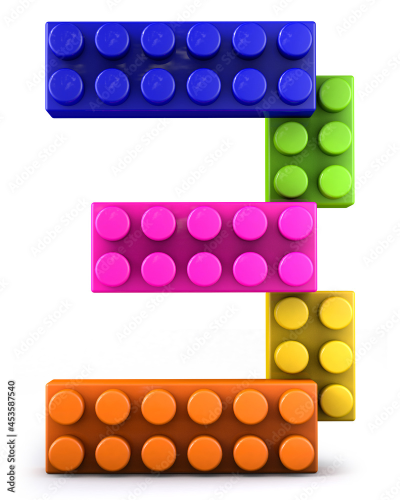 Number 3 made of colorful Lego bricks. 3d letter. 3d illustration.  ilustración de Stock | Adobe Stock