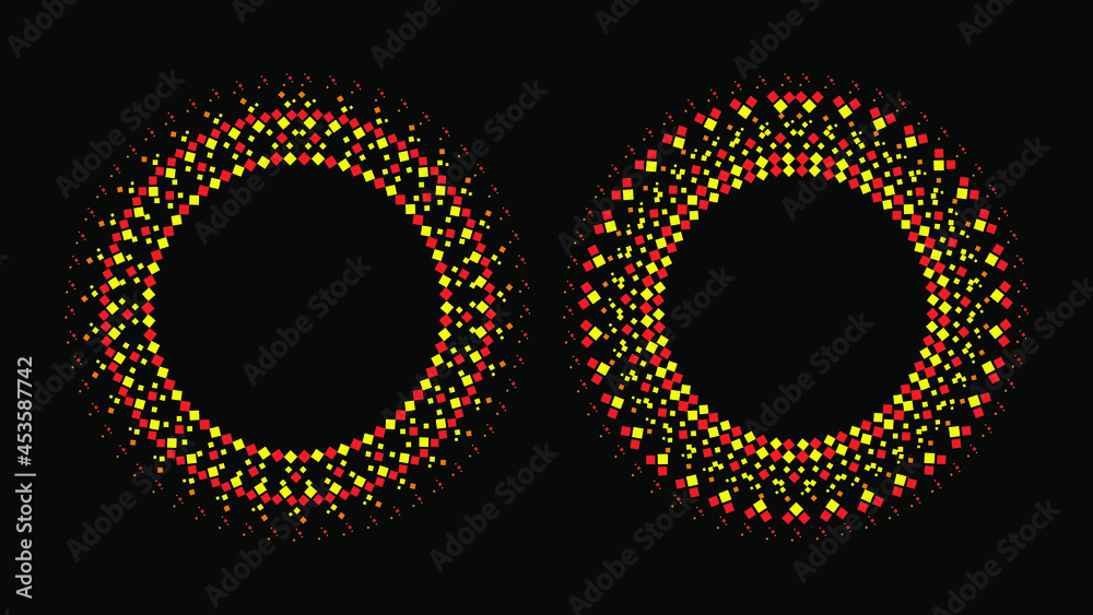 Round frames set, collection. Ring shape, circle made of long drops ...