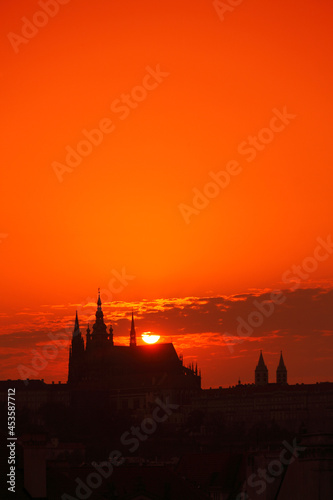 Silhouette of Saint Vitus Cathedral at sunset, Prague, Czech Republic © Massimo Pizzotti