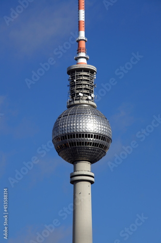 The television tower, also called Fernsehturm, in Alexanderplatz, Berlin