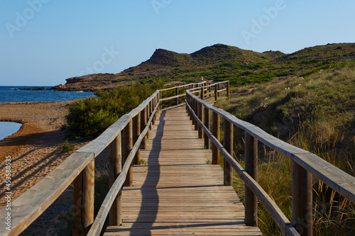Footbridge at Platja de Binimel.l    Menorca Balearic Islands  Spain