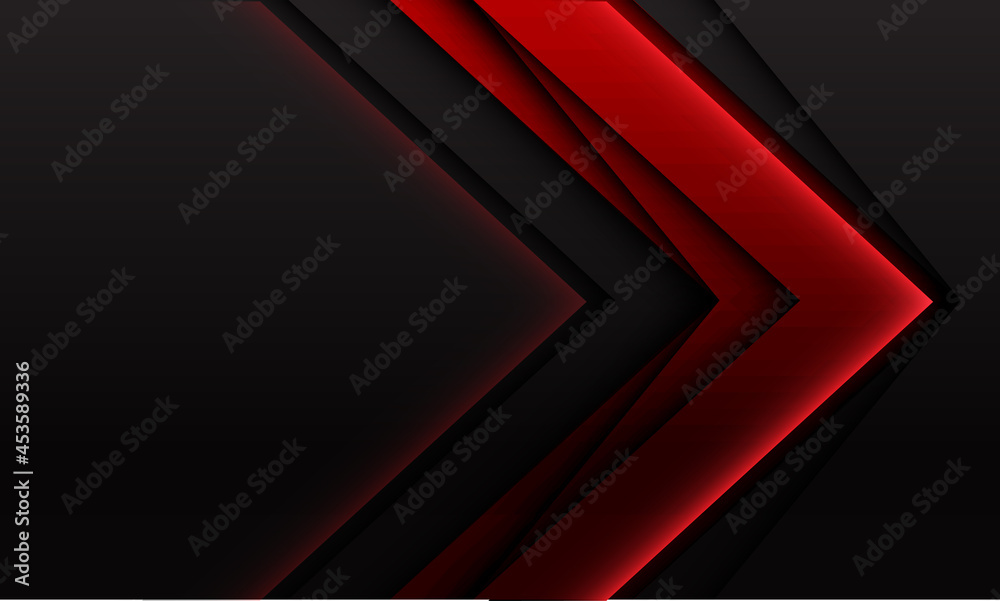 Abstract red arrow geometric shadow direction on dark grey with blank space design modern futuristic creative background vector illustration.