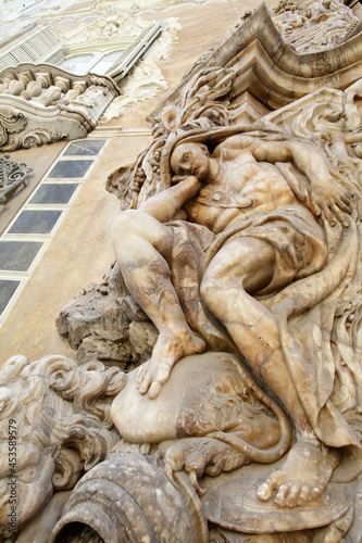 Baroque sculptures of the Palacio del Marqués de Dos Aguas, also known as the National Ceramics Museum, Valencia, Spain