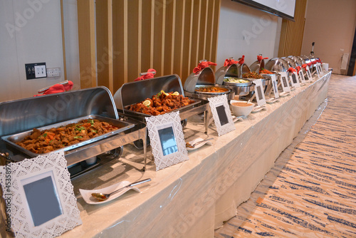 Photography luxury wedding rom banquet sit down muslim buffet party catering with flower dec