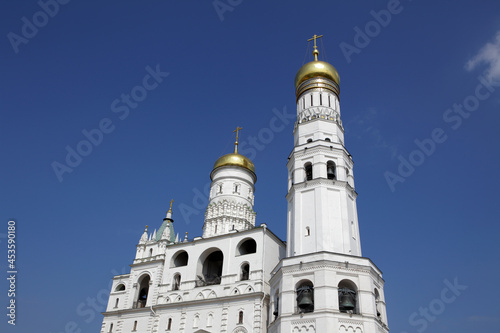 The golden domes of Ivan the Great Bell Tower,Moscow Kremlin, Moscow, Russia